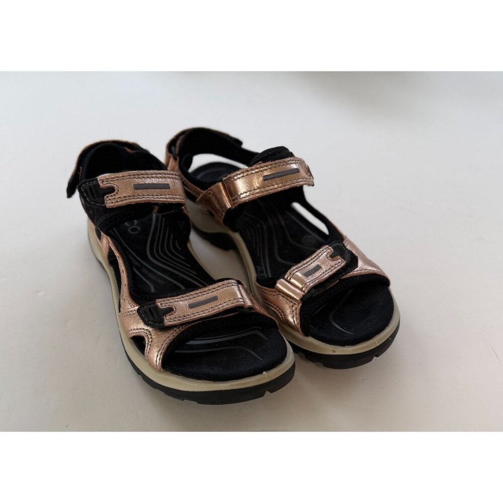 Ecco Womens Rose Gold Hiking Adjustable Strappy Sandals Size 7 Comfort